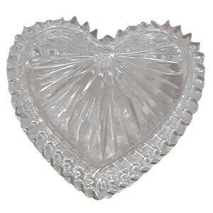 Heart Shape Crystal Clear Trinket Jewellery Glass Box With Lid 4.5"
